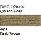 DMC 6 Strnd Cotton Embroidery Floss Drab Brown 611