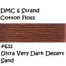 DMC 6 Strnd Cotton Embroidery Floss Ultra Vry Dk Desert Sand 632