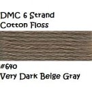 DMC 6 Strnd Cotton Embroidery Floss Ultra Vry Dk Beige Gray 640