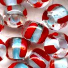 Inside Color Turquoise w/Red Stripe 2/0 Czech Glass Seed Beads 30 grams