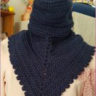 Crochet Pullover Cowl Metallic Blue