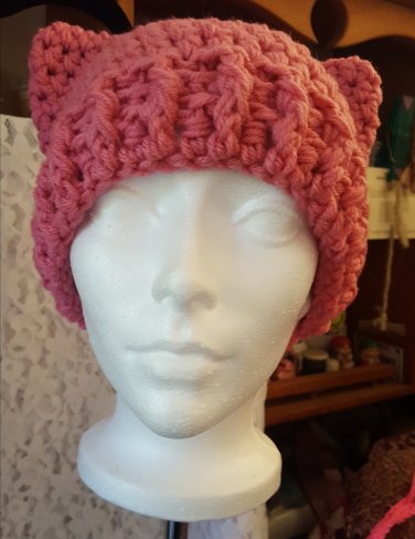 Crochet Pink Kitty Hat