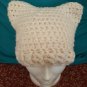 Crochet Off White Kitty Hat