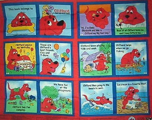 Vintage Clifford the Big Red Dog Alphabet Novelty Print popular Cotton Fabric, Cute Kids