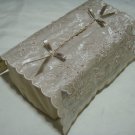 FLOWER BROWN FABRIC HAND MADE EMBROIDERY  TISSUE BOX COVER