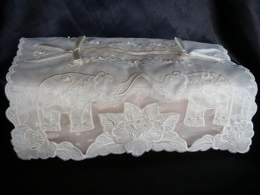 ELEPHANT IVORY FABRIC HAND MADE EMBROIDERY  TISSUE BOX COVER