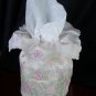 FLOWER  IVORY FABRIC HAND MADE EMBROIDERY  TISSUE BOX COVER