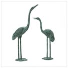 Pair of Aluminum Crane Statues