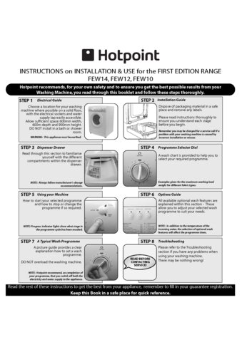 Hotpoint FEW14 Washer Operating Guide
