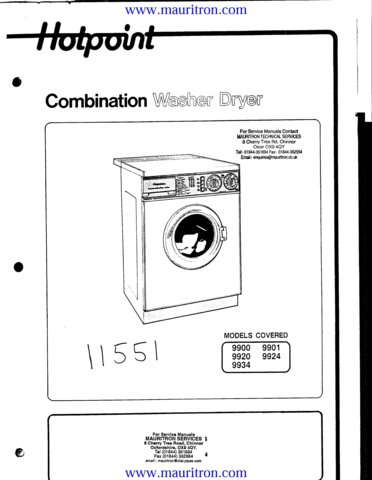 Hotpoint 9901 Washing Machine Workshop Service Manual