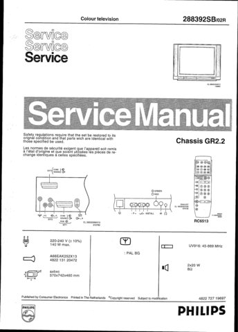 Philips 288392SB 02R Technical Repair Schematics Circuits Service Manual