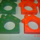 wooden christmas napkin rings styled like little houses lot of 12