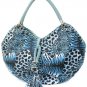 LEOPARD TIGER SKIN LEATHER HOBO HANDBAG PURSE BAG TAUPE