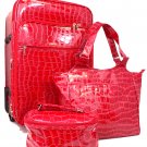 CROCO TOTE BAG COSMETIC CASE TRAVEL 3 PIECE LUGGAGE SET