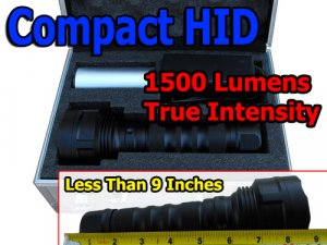 Compact 24W HID Flashlight 1500 LM - Less Than 9 Inches