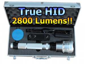 Tactical 35W HID Flashlight 2800 LM 2+ Hour Battery USA