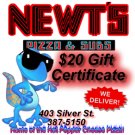 $20 Gift Certificate - Newt's Pizza and Subs