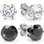 2 Pairs Stainless Steel Cubic Zirconia Stud Earrings 40% OFF