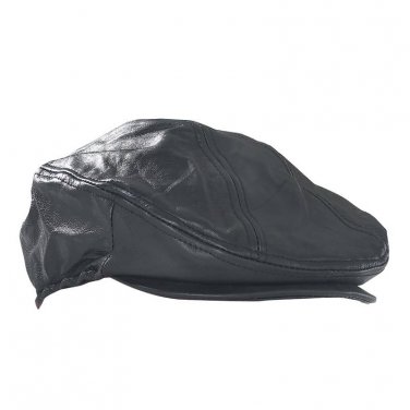 Giovanni Navarre Solid Leather Driving Cap One Size Fits Most