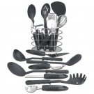 Maxam 17pc Kitchen Tool Set with Wire Storage Basket