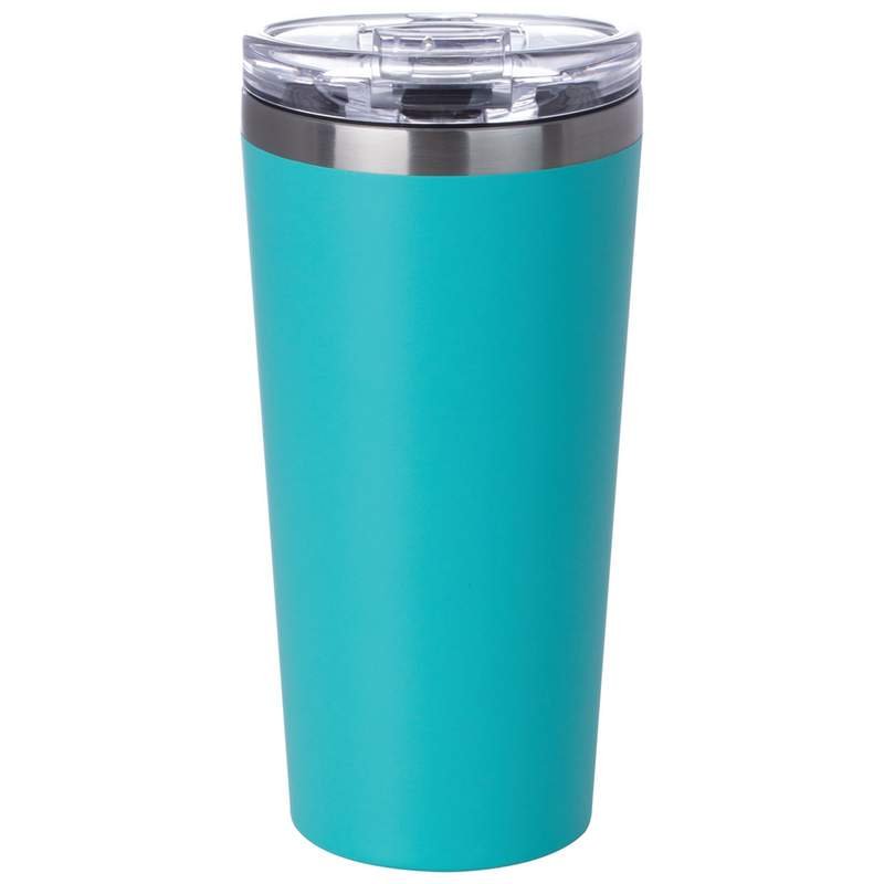 16 oz Teal Double Wall Vacuum Tumbler with Clear Flip Top Lid