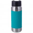 18 oz Double Wall Vacuum Bottle with Teal Wrap and Flip Top Lid