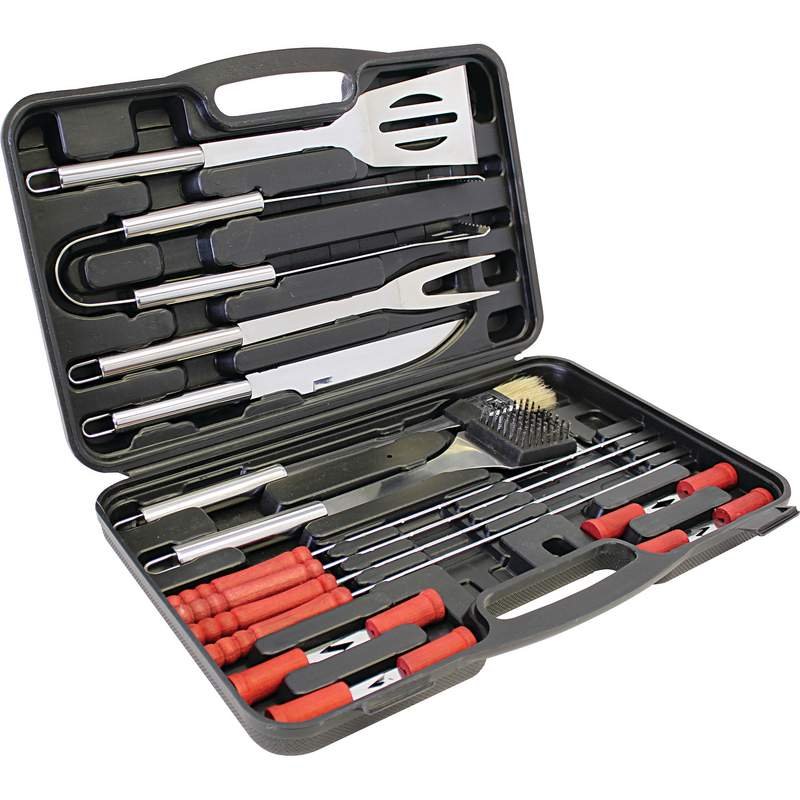 Chefmaster 19 PC Stainless Steel Barbeque Tool Set includes Carrying Case