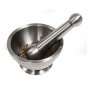 HealthSmart Stainless Steel Mortar and Pestle with Non-Skid Bottom