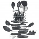 Maxam 17pc Kitchen Tool Set with Wire Storage Basket