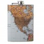 Maxam 8oz Stainless Steel Flask with Antique World Map
