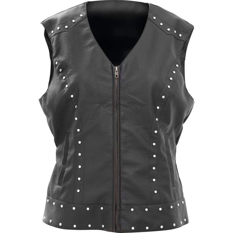 Ladies Tailored Faux Leather Studded Vest Size XLarge