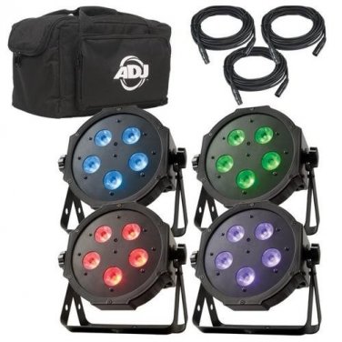 ADJ Products MEGA FLAT TRI PAK PLUS WITH DMX Cables and Padded Soft Bag