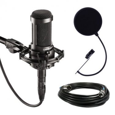 Audio-Technica AT2035 Large Diaphragm Studio with Shock Mount, Pop Filter, and XLR Cable