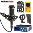 Audio-Technica AT2035 Large  with  AudioBox USB, Shock Mount,  Pop FIlter, Mic Bag and XLR Cables