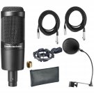 Audio Technica AT2035 W/Shock Mount , Pop Filter, and (2) 20' XLR Microphone Cable
