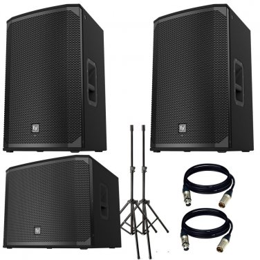 Electro-Voice EKX-12P With EKX-18SP Powered 18" Subwoofer, Stand and 2 XLR Cables