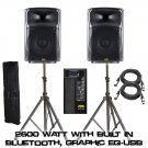 (Pair) KALO 215ABT 15" Active/Powered DJ/PA (2) XLR CABLE 15FT - (2) Heavy Speaker Stand W/ Bag