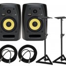 KRK VXT4 Active Studio Monitor + Heavy Duty Monitor Stands (Set of 2) and (2) XLR Cables 18ft each
