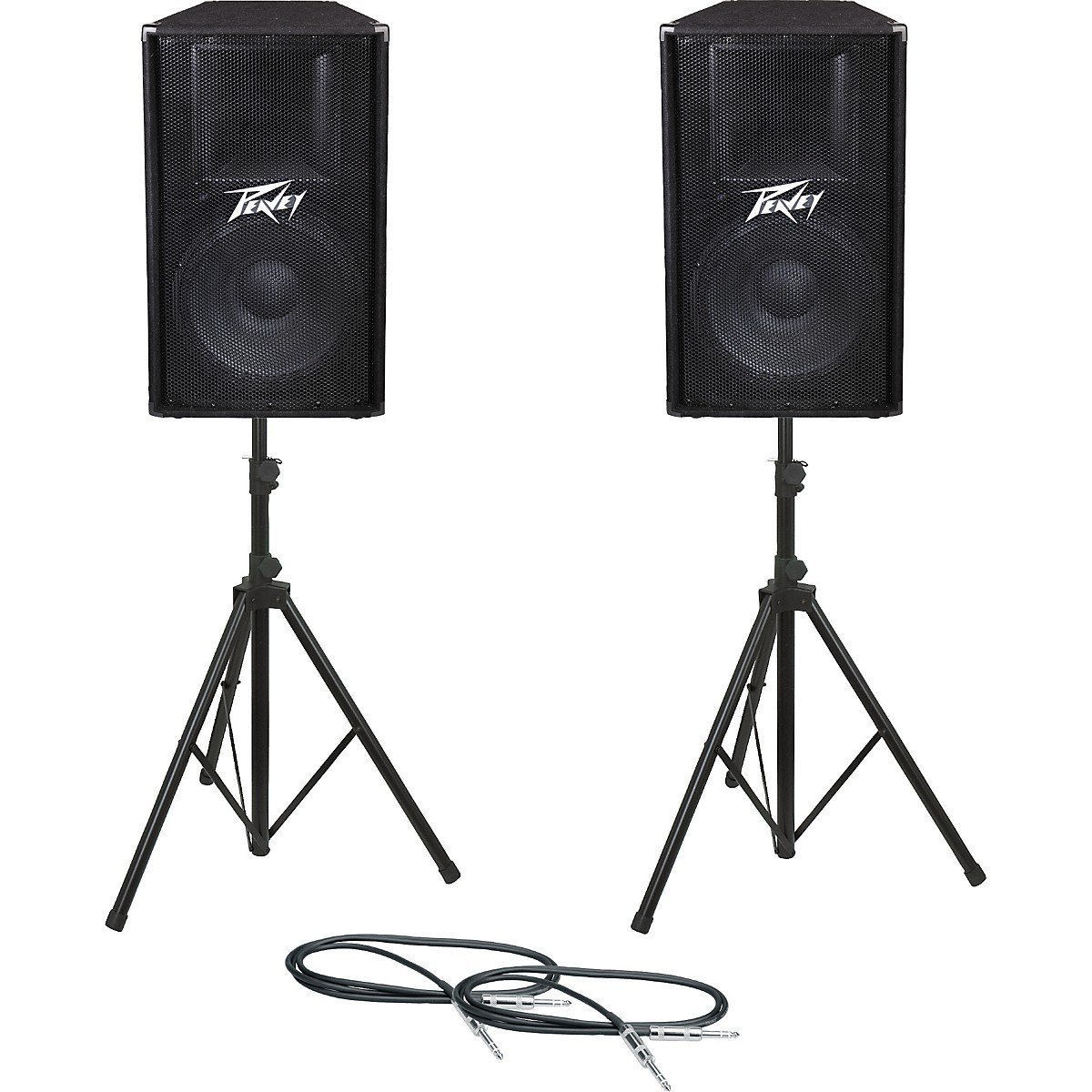 Peavey Pv115 Speaker Pair With Stands And Cables 3607