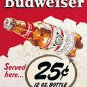 Metal Sign - Budweiser - 25 Cent