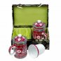 Tea Mugs - Tea for Two - Black with Fuchsia Cups
