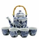 Porcelain Tea Set BW - 6 Sided