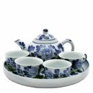 Porcelain Tea Set - Blue and White -Round