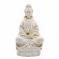 Kwan Yin Sculpture with mini Crystal Ball - White Resin - 12 inch