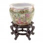 Oriental Fish Bowl with Wooden Stand