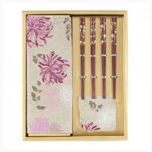 Asian Table Top Set - Plum Chrysanthemum and Bamboo