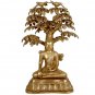 Nirvana Buddha Under the Tree of Life - Brass Sculpture