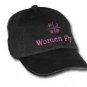 Women Fly Hat: Black Hat/Pink Embroidery