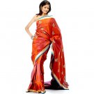 Rust and Purple Banarasi Sari with Brocaded Border and Large Woven Bootis