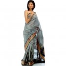 Handwoven Black Valkalam Banarasi Sari with Brocaded Border and Anchal